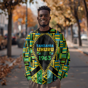 Personalized Tanzania Independence Day Sweatshirt Uhuru 1963 African Shield Tribal Pattern