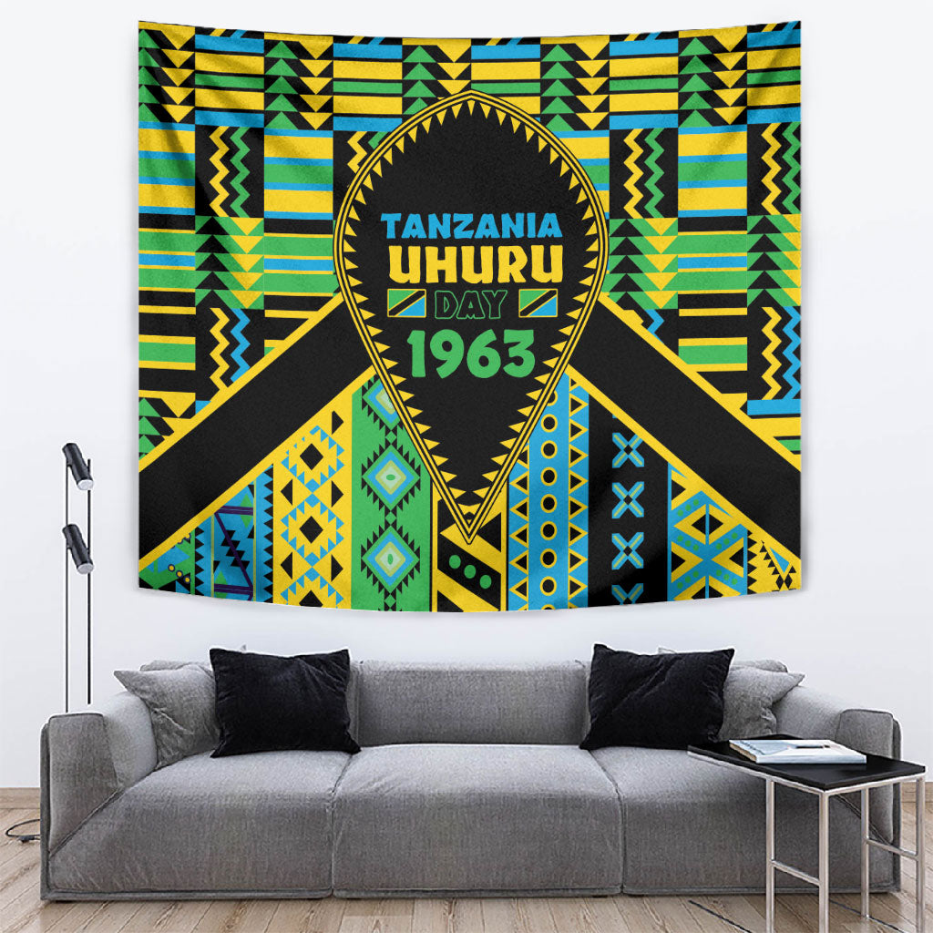Tanzania Independence Day Tapestry Uhuru 1963 African Shield Tribal Pattern