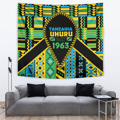 Tanzania Independence Day Tapestry Uhuru 1963 African Shield Tribal Pattern