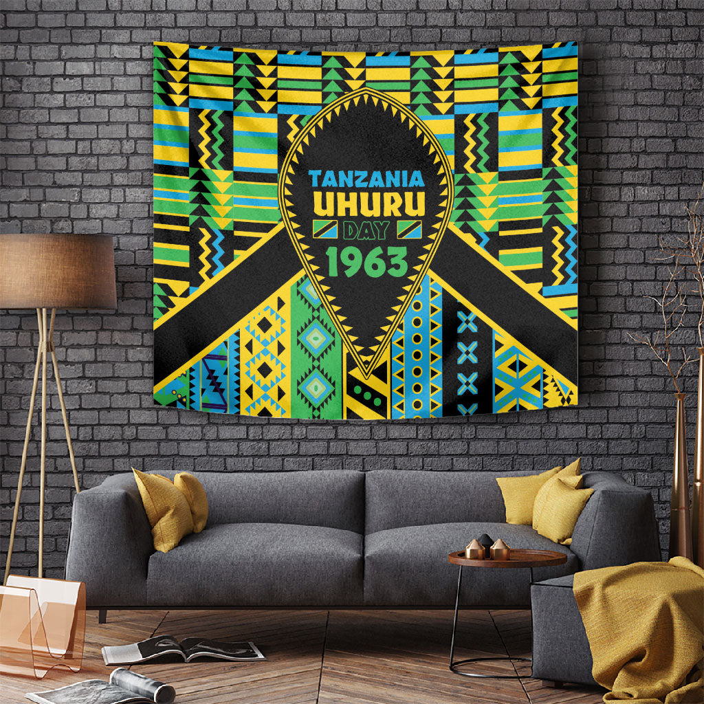 Tanzania Independence Day Tapestry Uhuru 1963 African Shield Tribal Pattern
