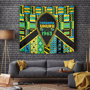 Tanzania Independence Day Tapestry Uhuru 1963 African Shield Tribal Pattern