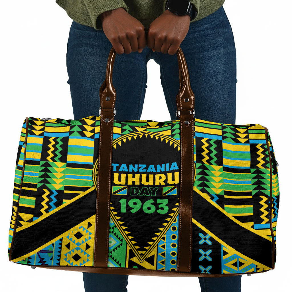 Tanzania Independence Day Travel Bag Uhuru 1963 African Shield Tribal Pattern