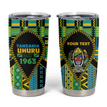 Personalized Tanzania Independence Day Tumbler Cup Uhuru 1963 African Shield Tribal Pattern