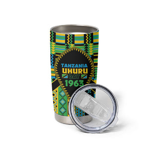 Personalized Tanzania Independence Day Tumbler Cup Uhuru 1963 African Shield Tribal Pattern