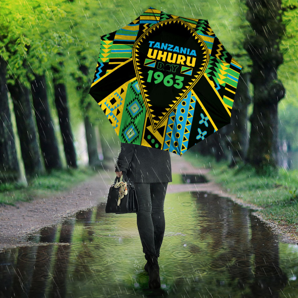 Tanzania Independence Day Umbrella Uhuru 1963 African Shield Tribal Pattern