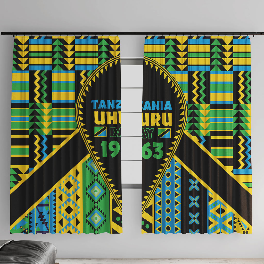 Tanzania Independence Day Window Curtain Uhuru 1963 African Shield Tribal Pattern