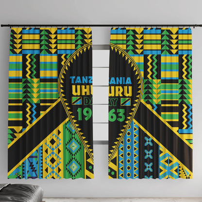 Tanzania Independence Day Window Curtain Uhuru 1963 African Shield Tribal Pattern