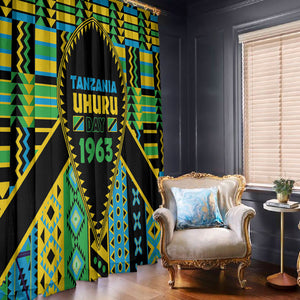 Tanzania Independence Day Window Curtain Uhuru 1963 African Shield Tribal Pattern