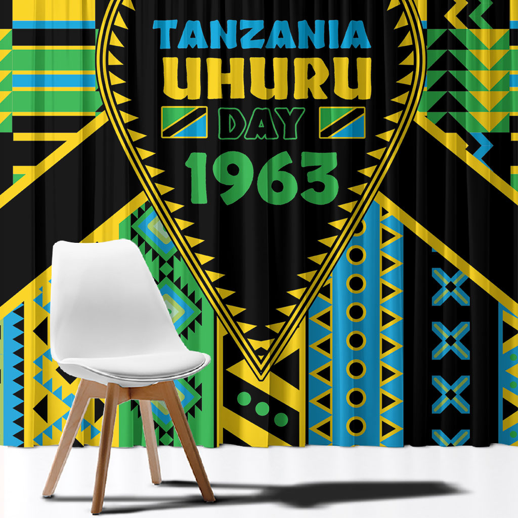 Tanzania Independence Day Window Curtain Uhuru 1963 African Shield Tribal Pattern