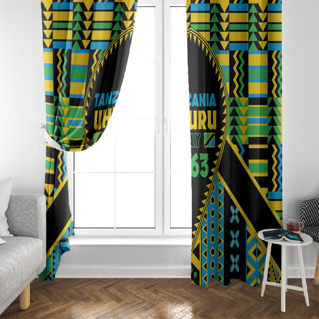 Tanzania Independence Day Window Curtain Uhuru 1963 African Shield Tribal Pattern