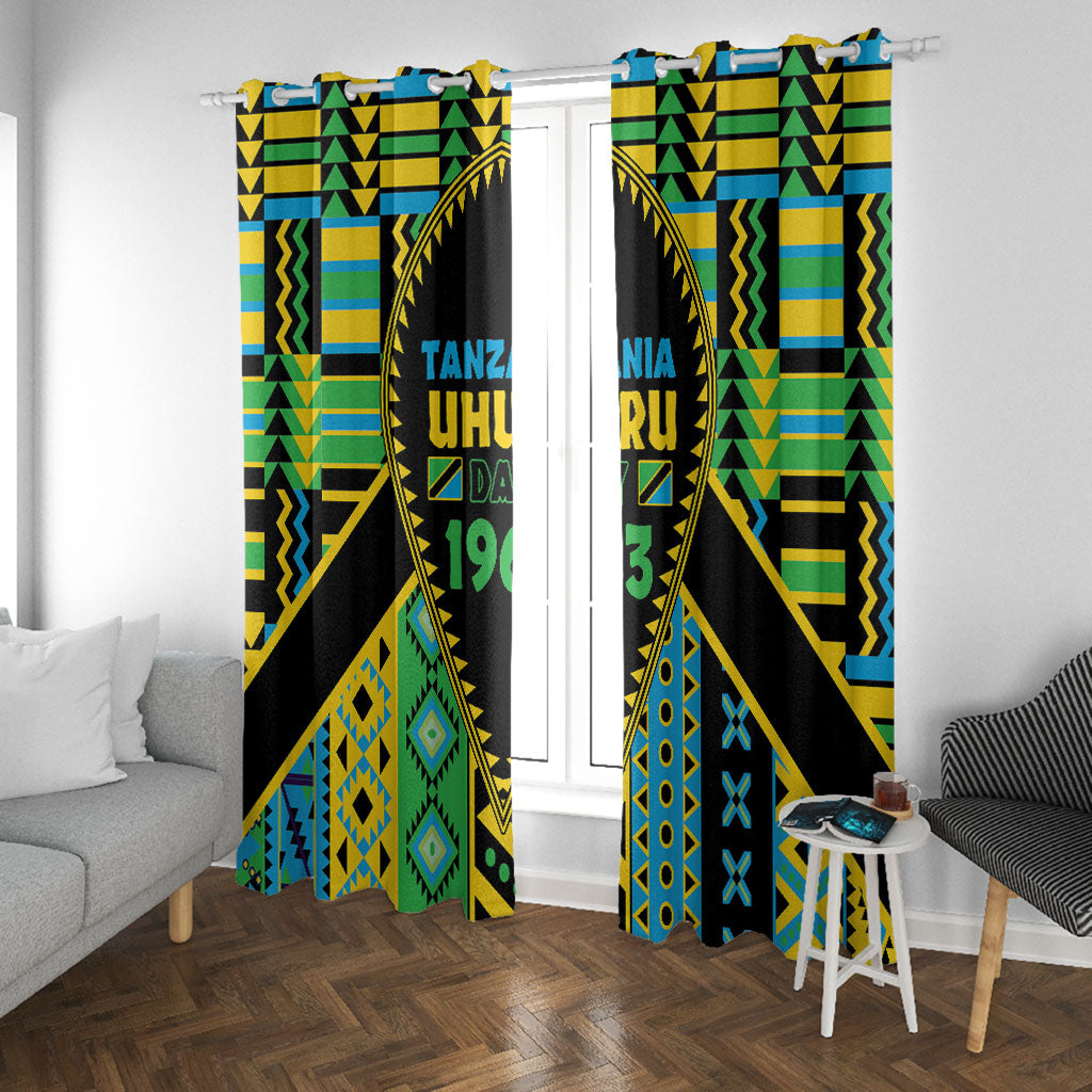 Tanzania Independence Day Window Curtain Uhuru 1963 African Shield Tribal Pattern