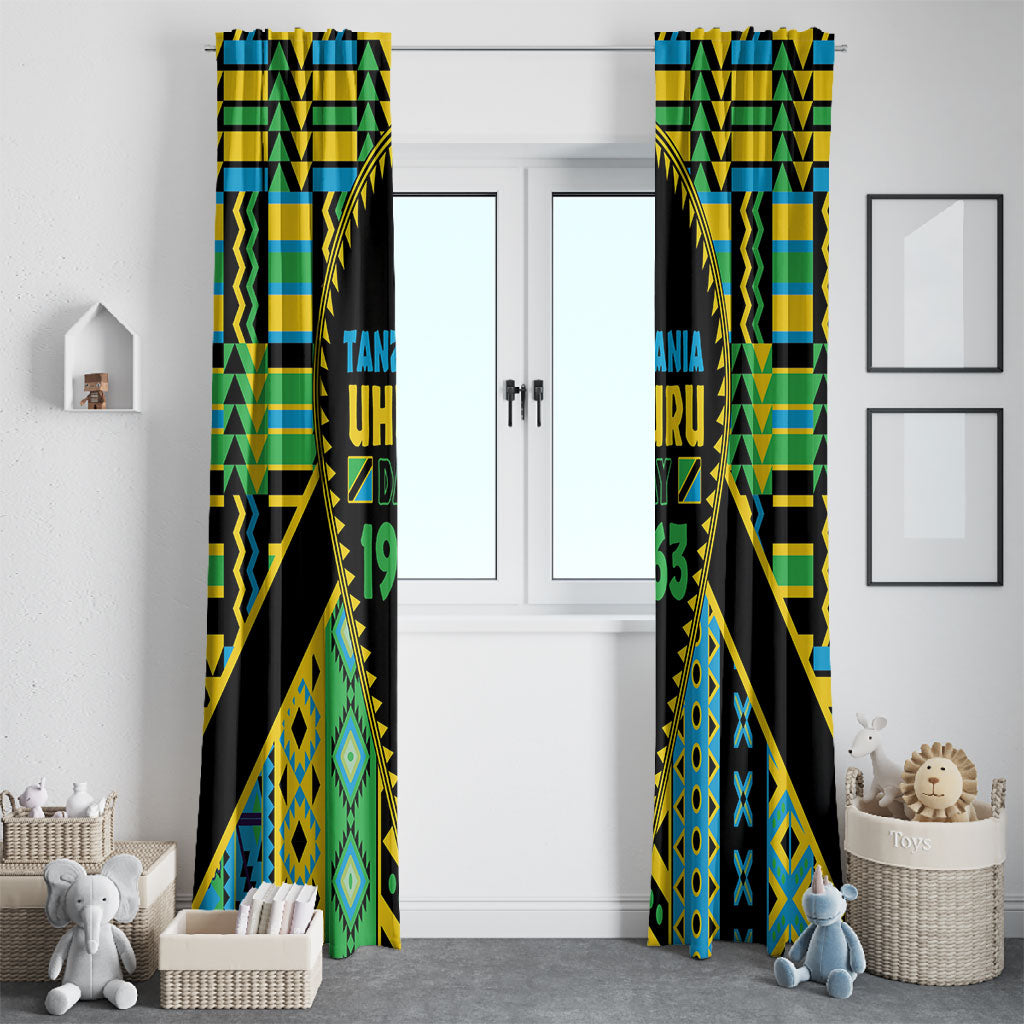 Tanzania Independence Day Window Curtain Uhuru 1963 African Shield Tribal Pattern