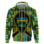 Personalized Tanzania Independence Day Zip Hoodie Uhuru 1963 African Shield Tribal Pattern