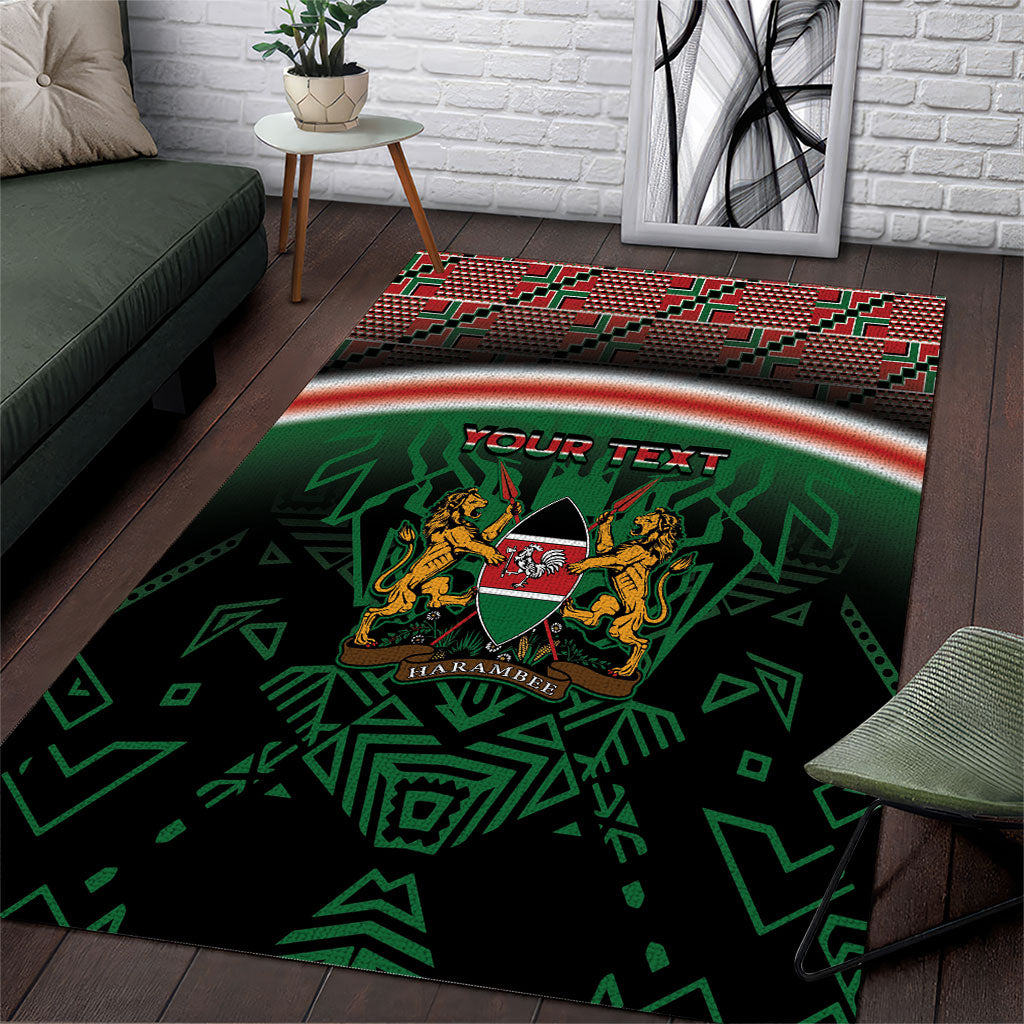 Personalized Kenya Independence Day Area Rug Tribal Lion 1963 Maasai Beadwork