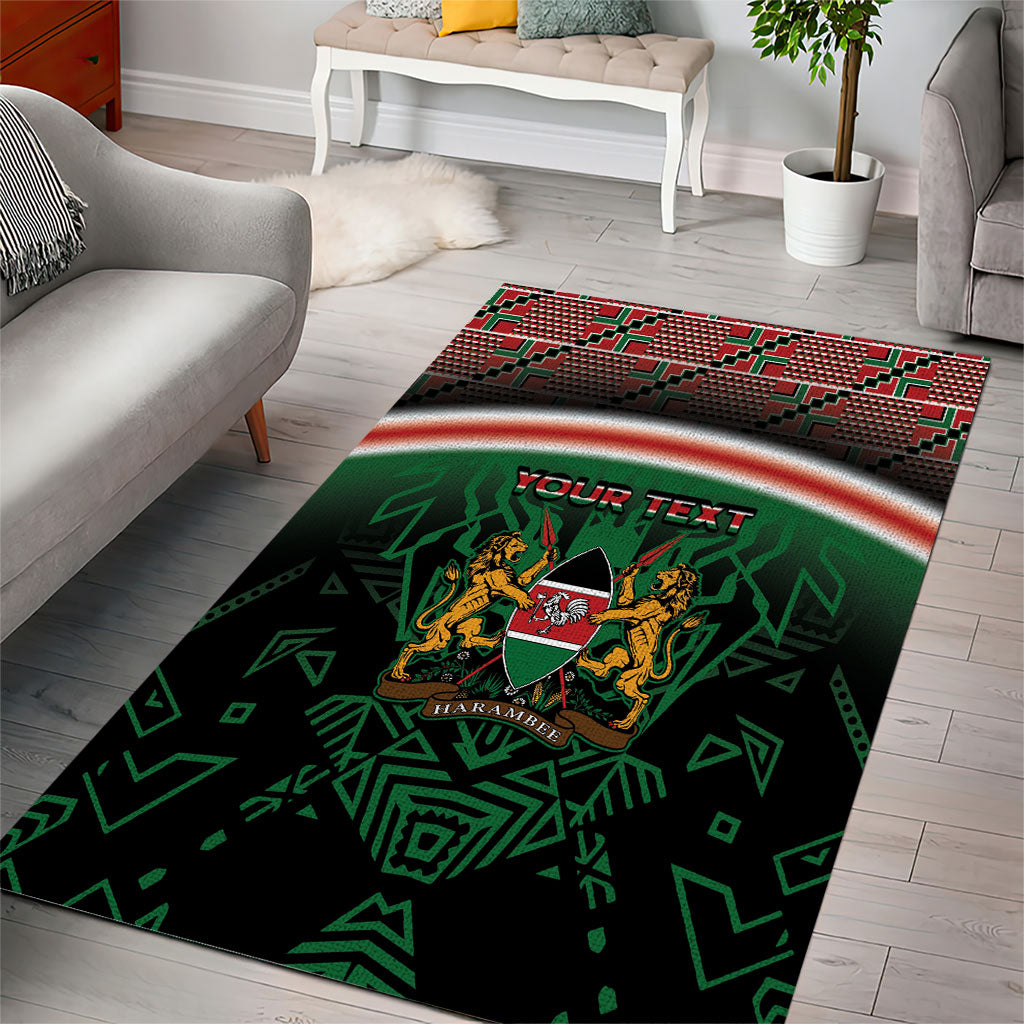 Personalized Kenya Independence Day Area Rug Tribal Lion 1963 Maasai Beadwork