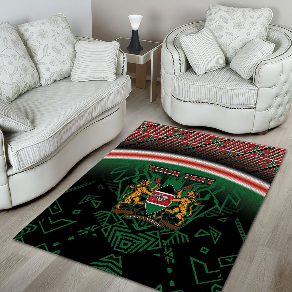 Personalized Kenya Independence Day Area Rug Tribal Lion 1963 Maasai Beadwork