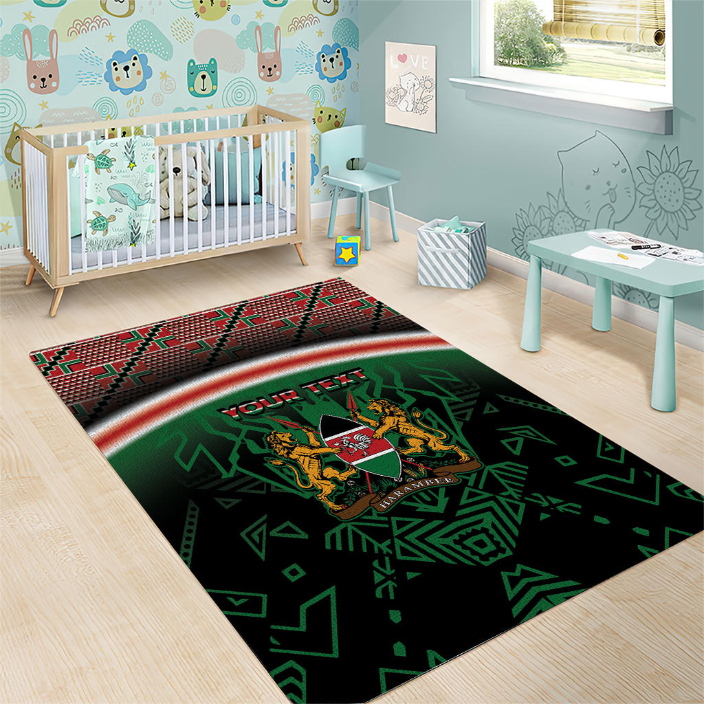 Personalized Kenya Independence Day Area Rug Tribal Lion 1963 Maasai Beadwork