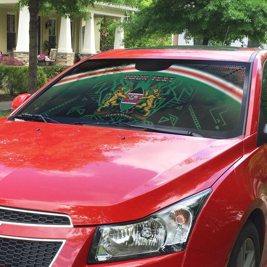 Personalized Kenya Independence Day Auto Sun Shade Tribal Lion 1963 Maasai Beadwork