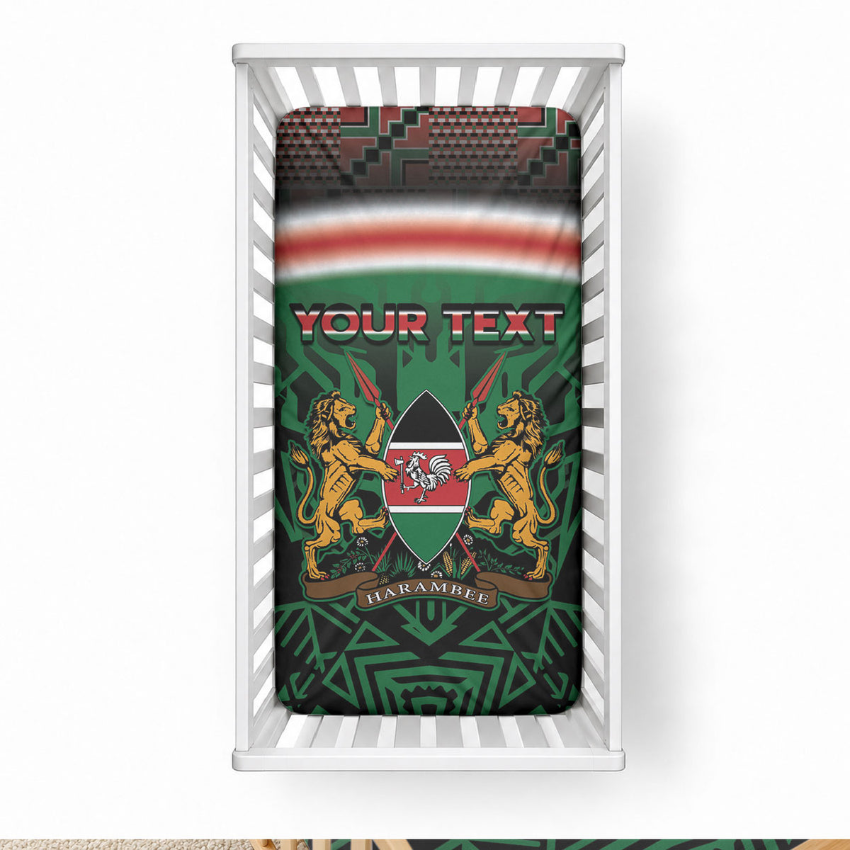 Personalized Kenya Independence Day Baby Bed Cover Tribal Lion 1963 Maasai Beadwork