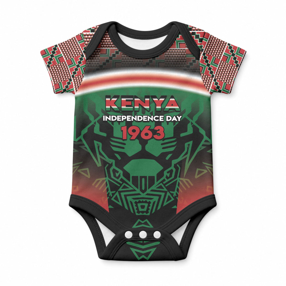 Personalized Kenya Independence Day Baby Onesie Tribal Lion 1963 Maasai Beadwork