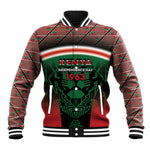 Personalized Kenya Independence Day Baseball Jacket Tribal Lion 1963 Maasai Beadwork