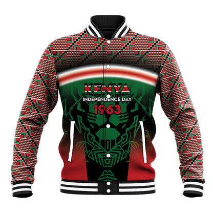Personalized Kenya Independence Day Baseball Jacket Tribal Lion 1963 Maasai Beadwork
