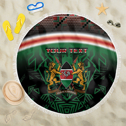 Personalized Kenya Independence Day Beach Blanket Tribal Lion 1963 Maasai Beadwork