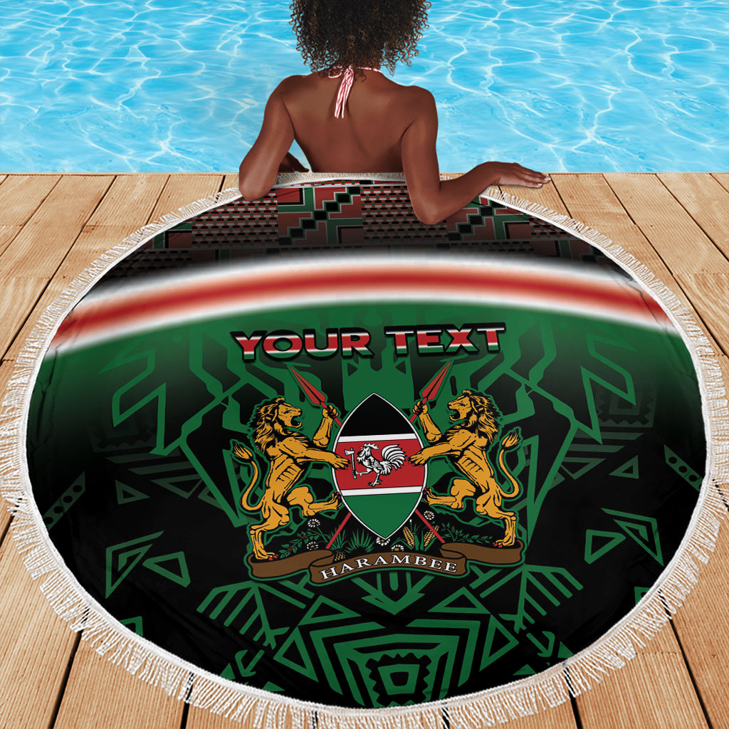 Personalized Kenya Independence Day Beach Blanket Tribal Lion 1963 Maasai Beadwork