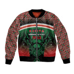 Personalized Kenya Independence Day Bomber Jacket Tribal Lion 1963 Maasai Beadwork