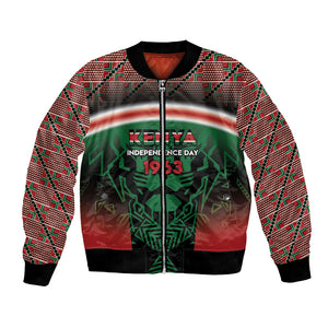 Personalized Kenya Independence Day Bomber Jacket Tribal Lion 1963 Maasai Beadwork