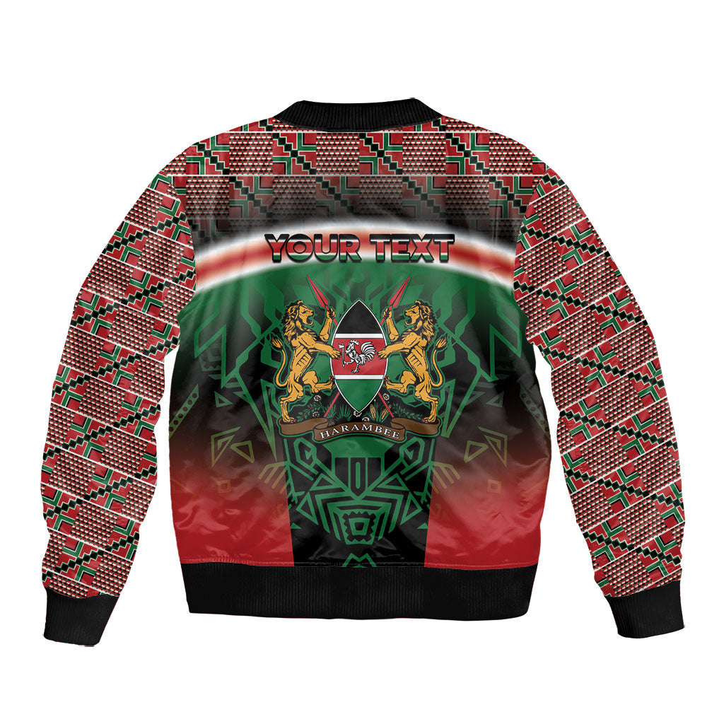 Personalized Kenya Independence Day Bomber Jacket Tribal Lion 1963 Maasai Beadwork