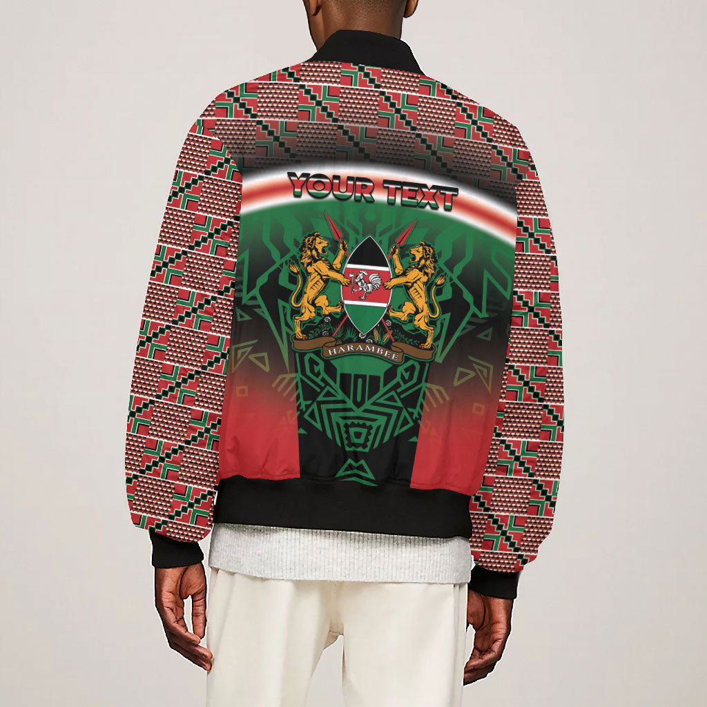 Personalized Kenya Independence Day Bomber Jacket Tribal Lion 1963 Maasai Beadwork