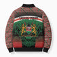 Personalized Kenya Independence Day Bomber Puffer Jacket Tribal Lion 1963 Maasai Beadwork