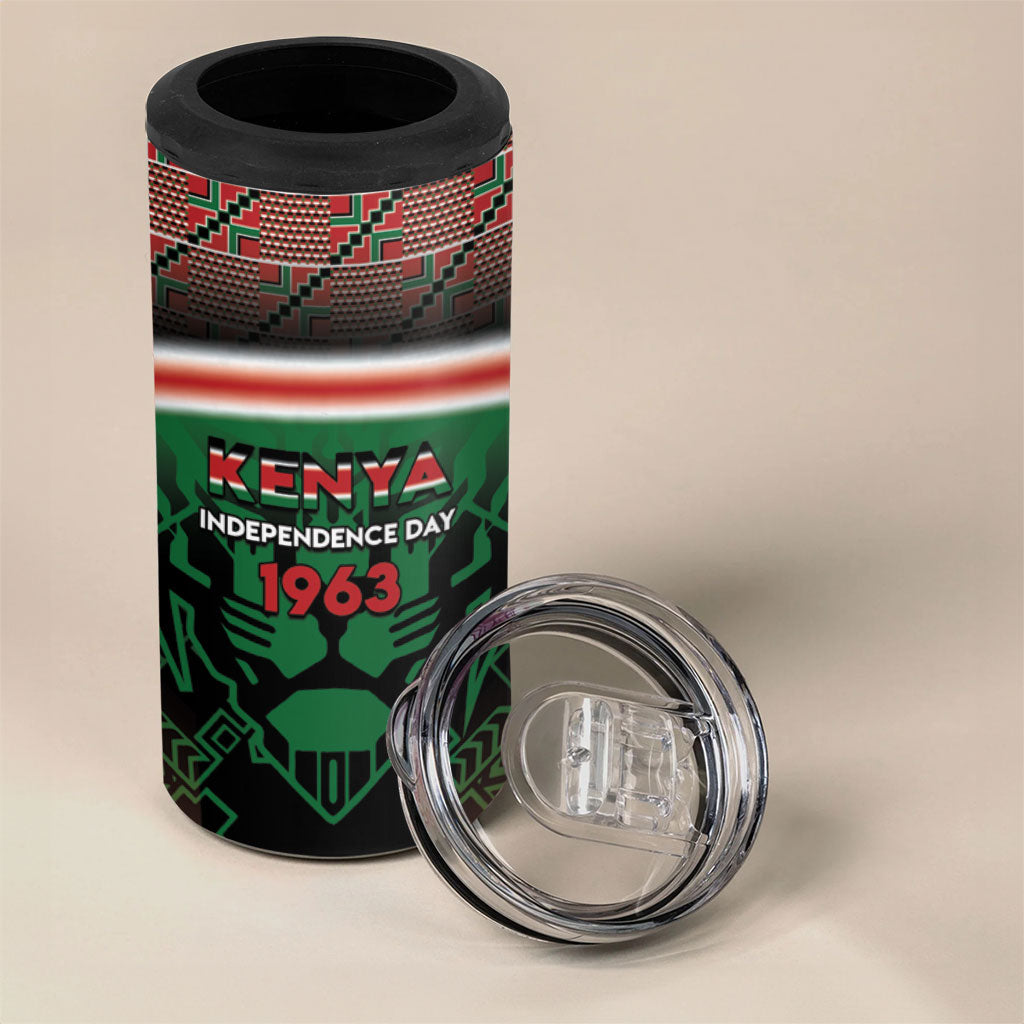 Personalized Kenya Independence Day 4 in 1 Can Cooler Tumbler Tribal Lion 1963 Maasai Beadwork
