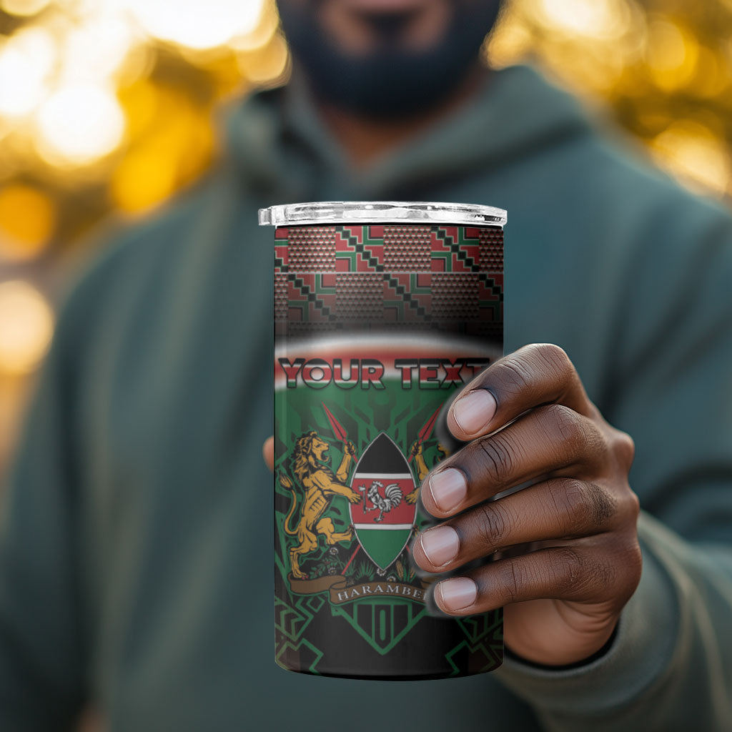 Personalized Kenya Independence Day 4 in 1 Can Cooler Tumbler Tribal Lion 1963 Maasai Beadwork