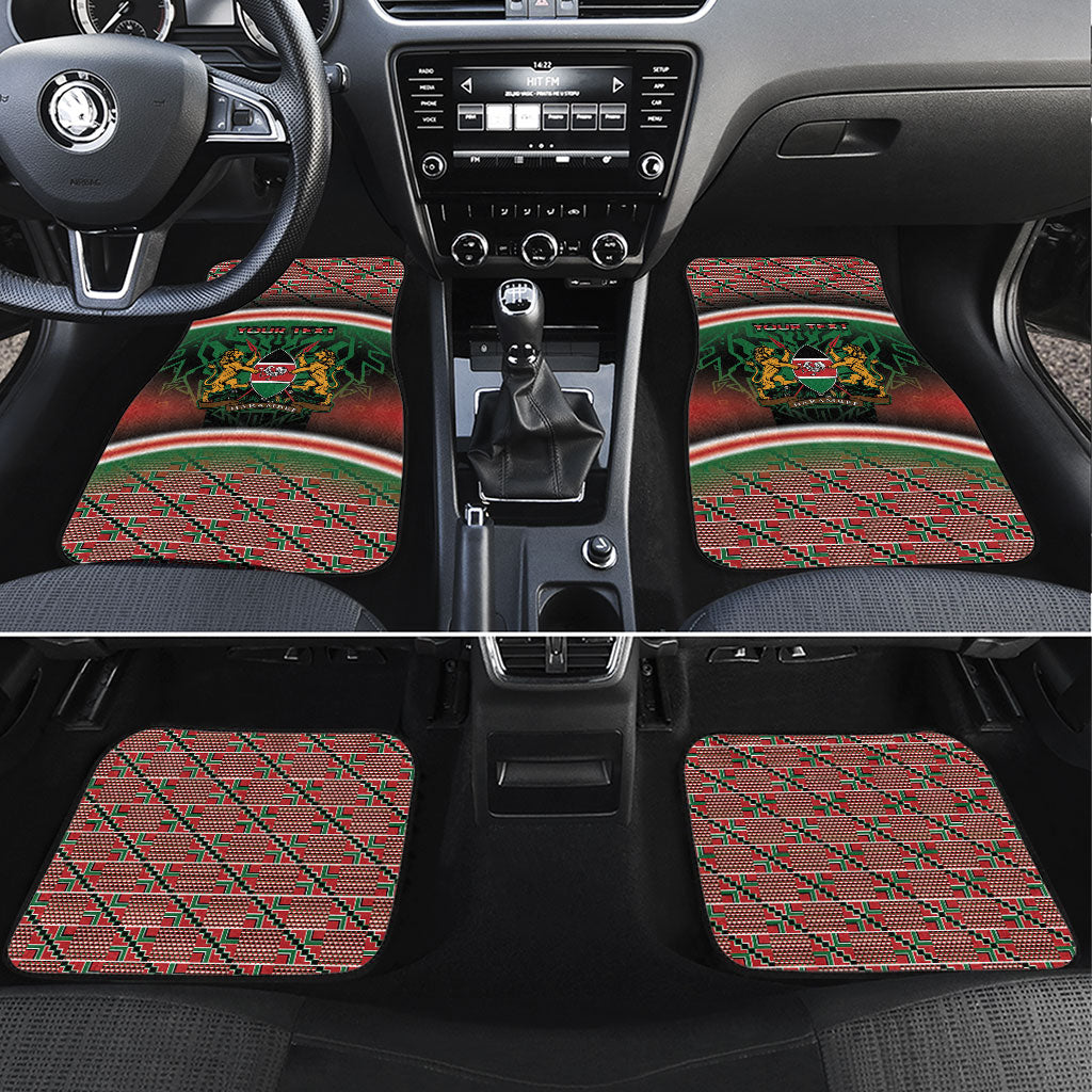 Personalized Kenya Independence Day Car Mats Tribal Lion 1963 Maasai Beadwork