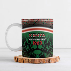 Personalized Kenya Independence Day Ceramic Mug Tribal Lion 1963 Maasai Beadwork