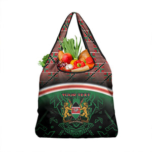 Personalized Kenya Independence Day Grocery Bag Tribal Lion 1963 Maasai Beadwork