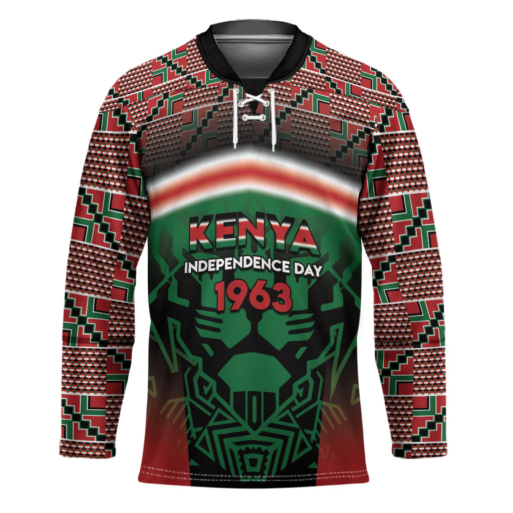 Personalized Kenya Independence Day Hockey Jersey Tribal Lion 1963 Maasai Beadwork