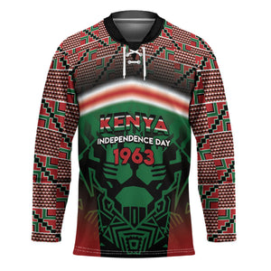 Personalized Kenya Independence Day Hockey Jersey Tribal Lion 1963 Maasai Beadwork