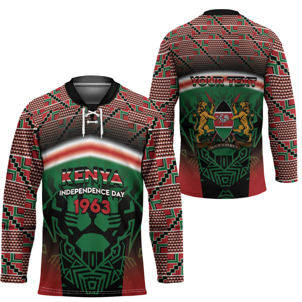 Personalized Kenya Independence Day Hockey Jersey Tribal Lion 1963 Maasai Beadwork