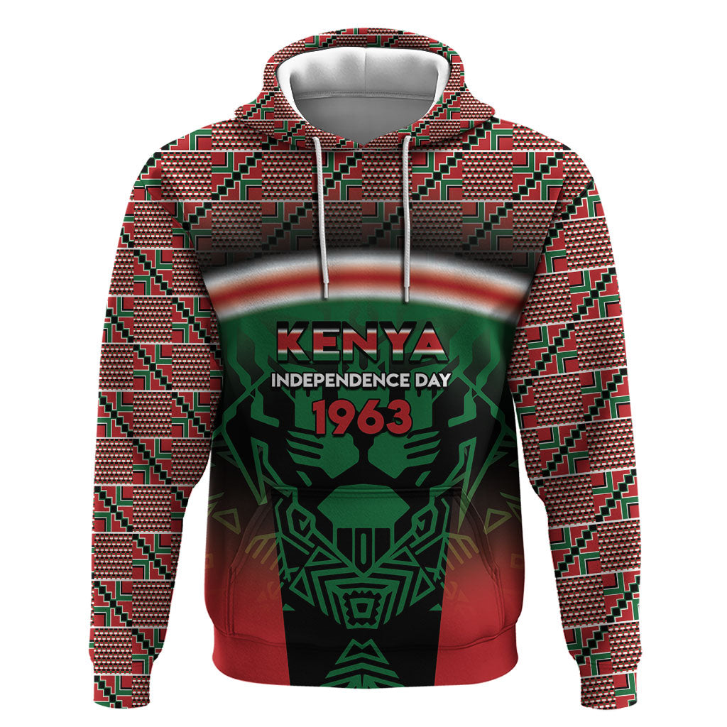 Personalized Kenya Independence Day Hoodie Tribal Lion 1963 Maasai Beadwork