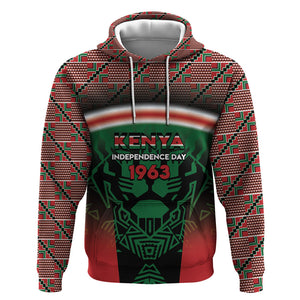 Personalized Kenya Independence Day Hoodie Tribal Lion 1963 Maasai Beadwork