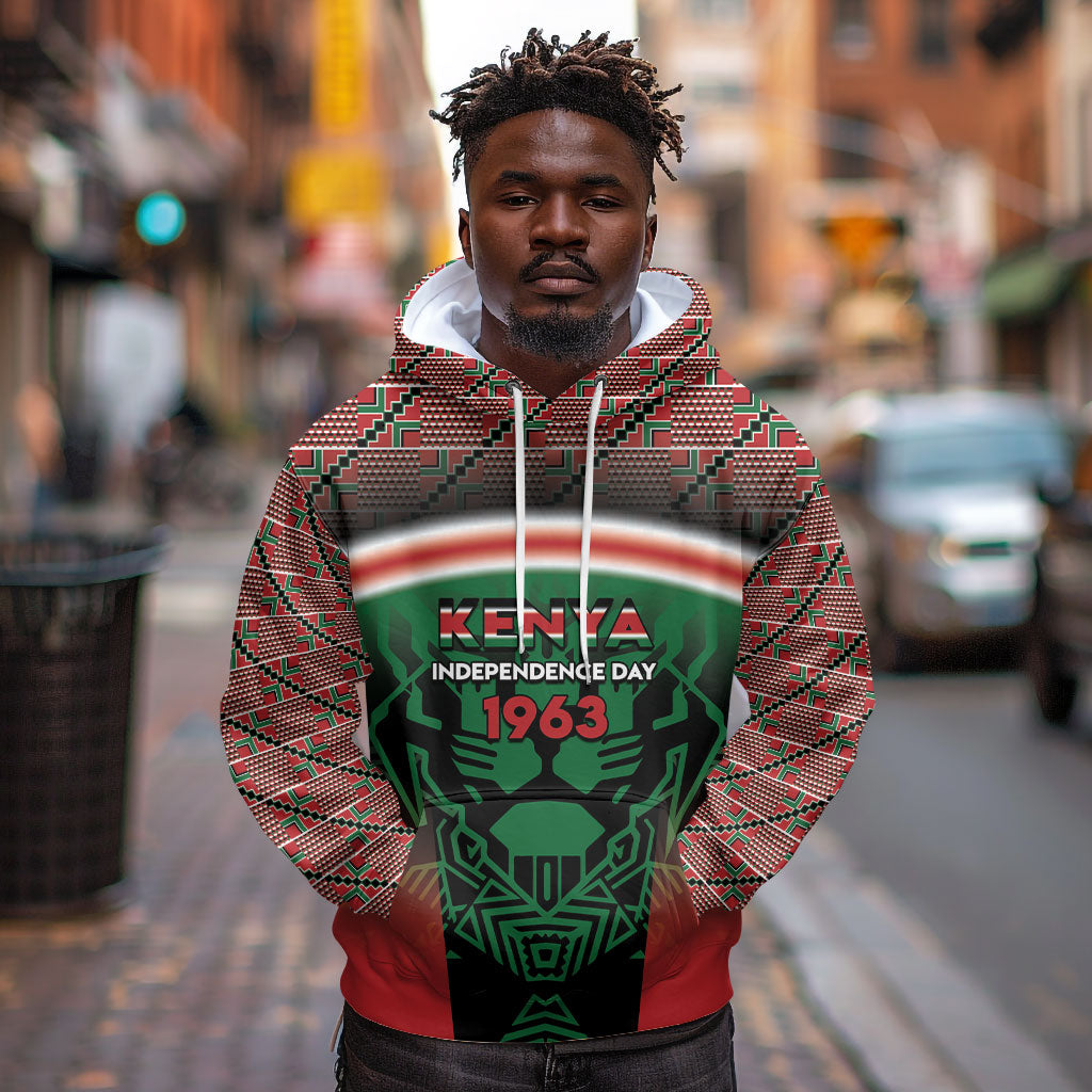 Personalized Kenya Independence Day Hoodie Tribal Lion 1963 Maasai Beadwork