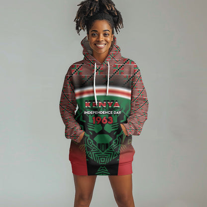 Personalized Kenya Independence Day Hoodie Dress Tribal Lion 1963 Maasai Beadwork