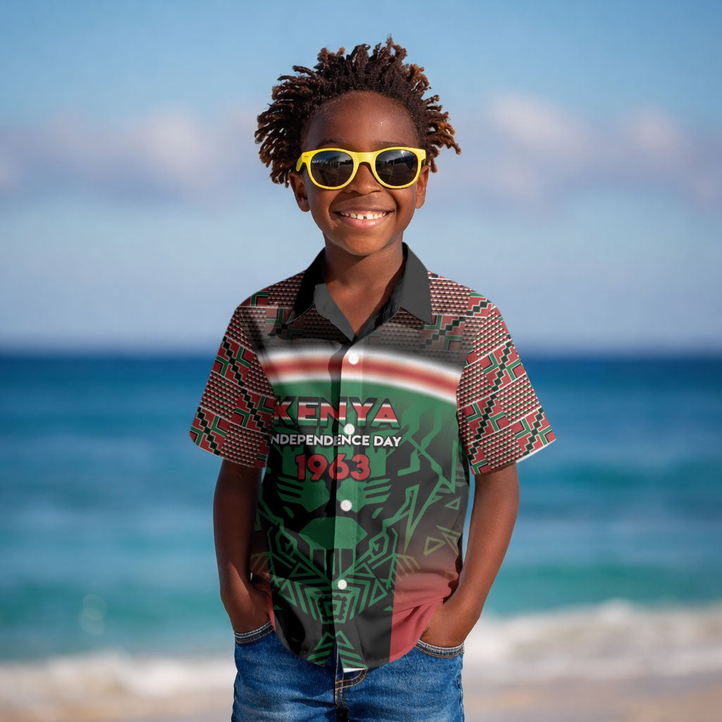 Personalized Kenya Independence Day Kid Hawaiian Shirt Tribal Lion 1963 Maasai Beadwork