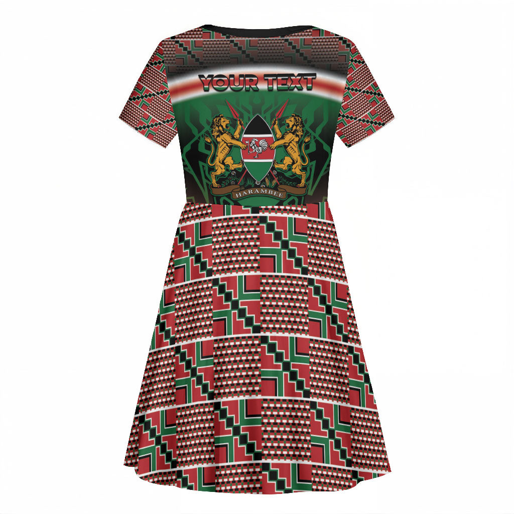 Personalized Kenya Independence Day Kid Short Sleeve Dress Tribal Lion 1963 Maasai Beadwork