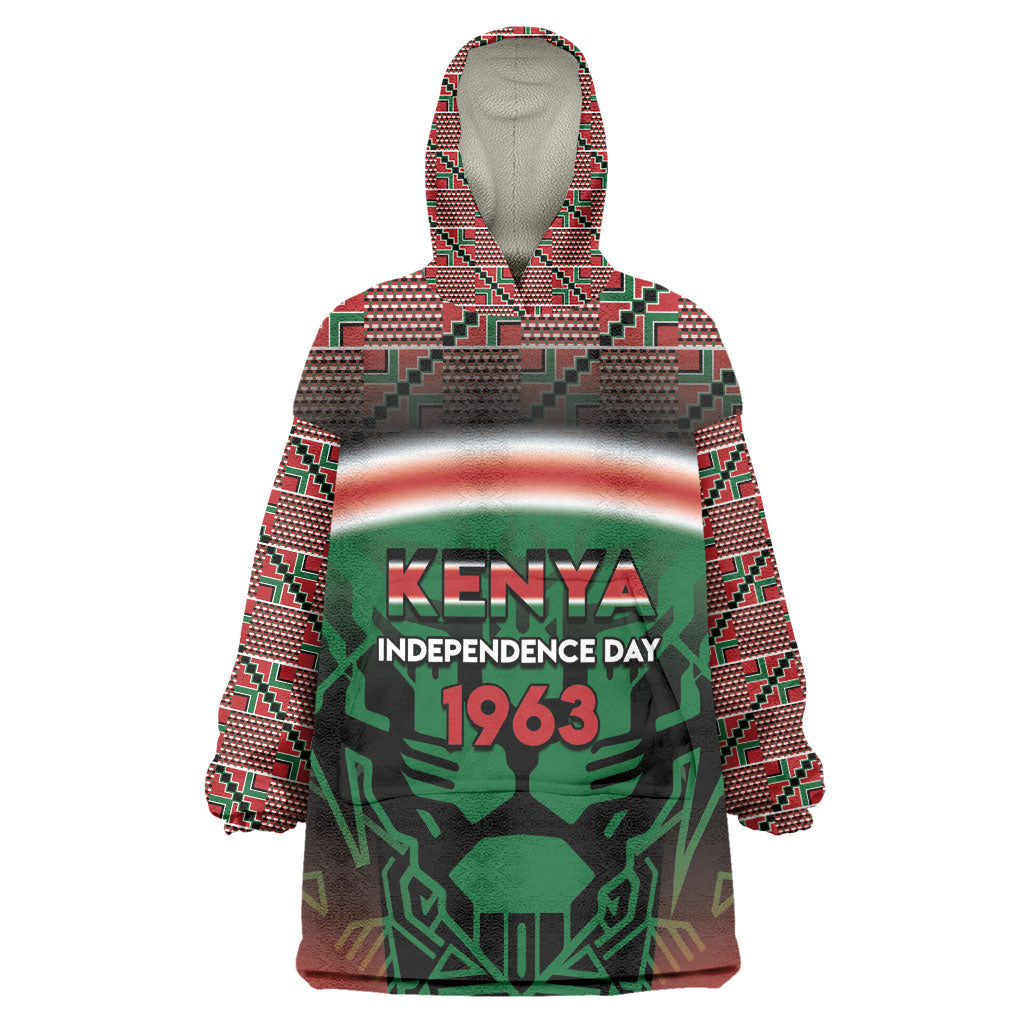 Personalized Kenya Independence Day Kid Wearable Blanket Hoodie Tribal Lion 1963 Maasai Beadwork