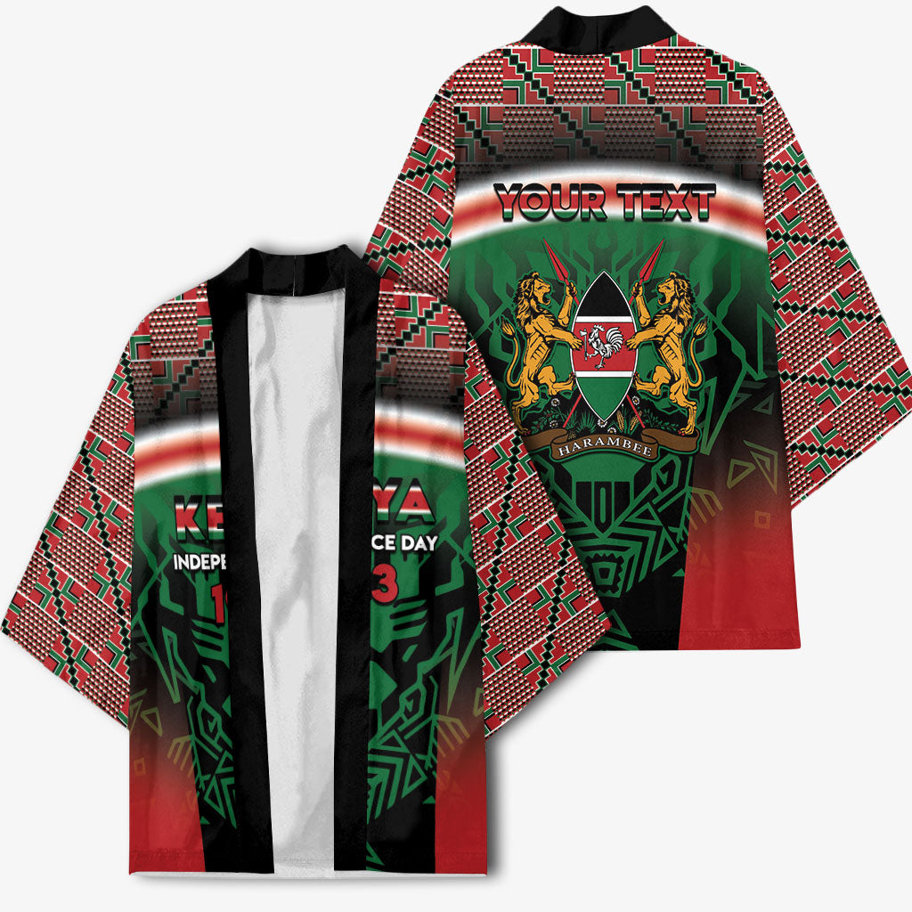 Personalized Kenya Independence Day Kimono Tribal Lion 1963 Maasai Beadwork