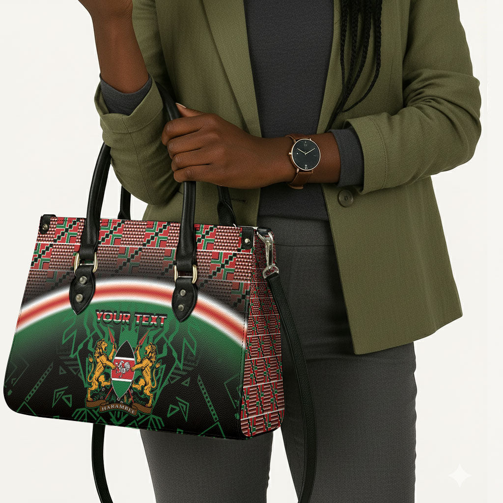 Personalized Kenya Independence Day Leather Bag Tribal Lion 1963 Maasai Beadwork